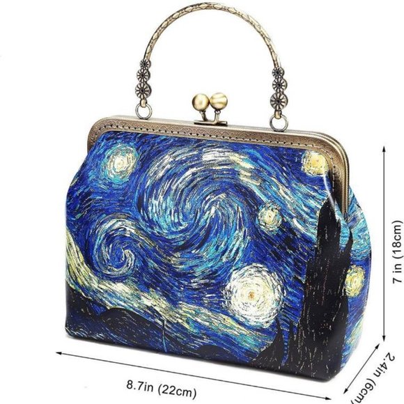 NEW! Rejolly Women Vintage Kiss Lock Top Handle Handbag Evening Purse Crossbody - Picture 4 of 6